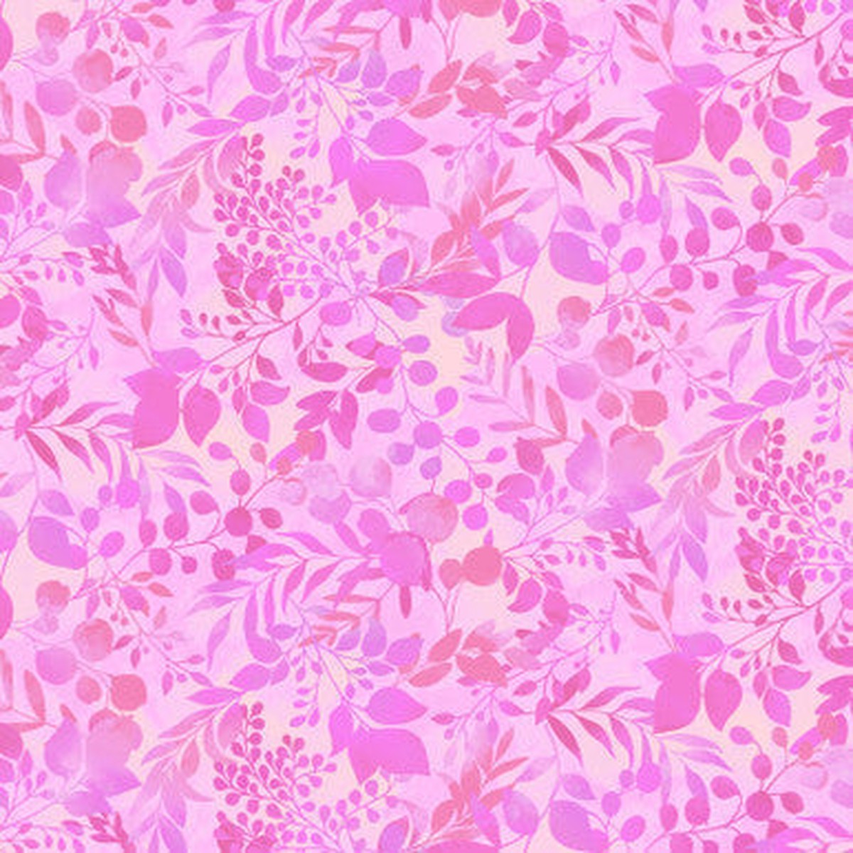 Pink Fern & Foliage Blissful Blooms Cotton 43"/44" Fabric Per Yard