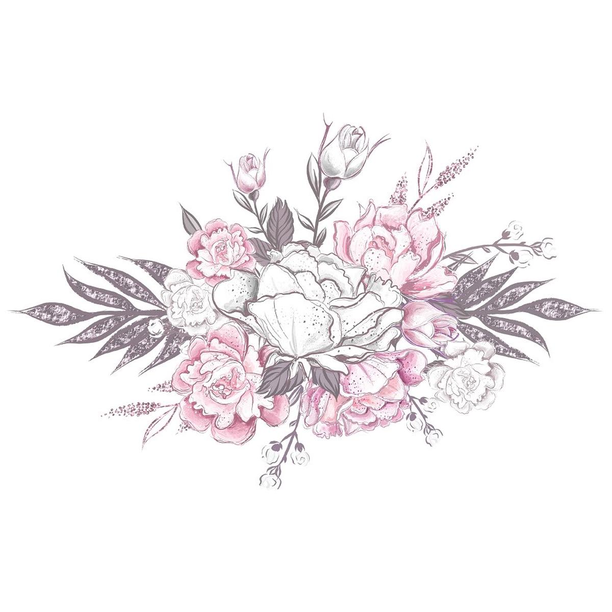 Baby Girl Floral Bouquet 2 Fabric Panel