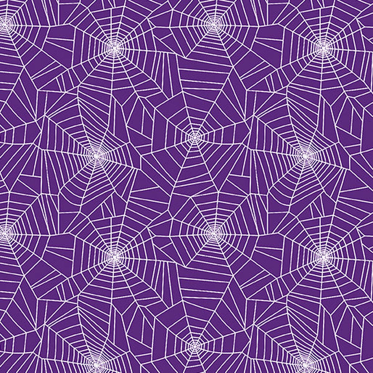 Ghostly Cobwebs Purple Cotton 44"/45" Fabric Per Yard