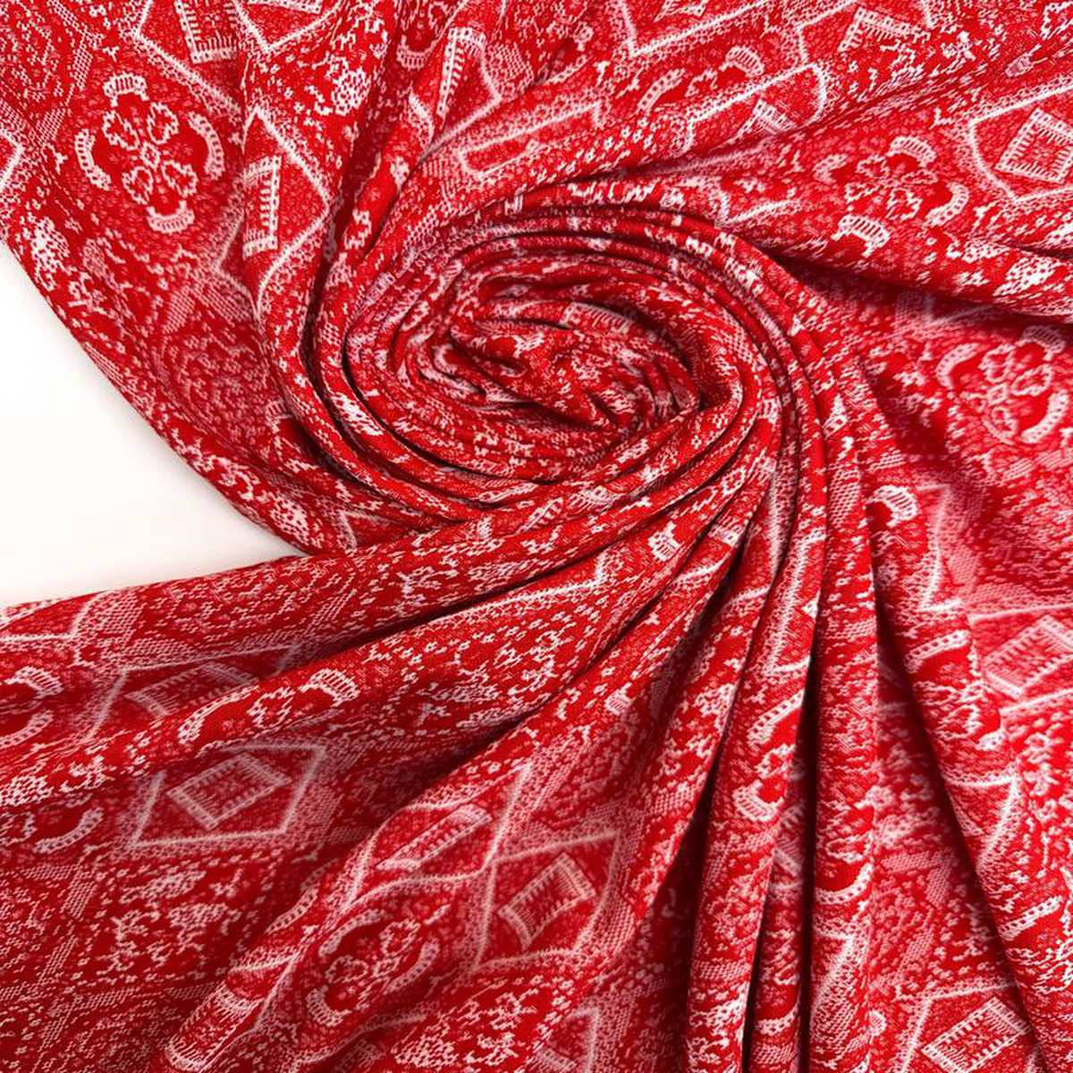 Graphic Red-White Polyamid Elastane Jacquard