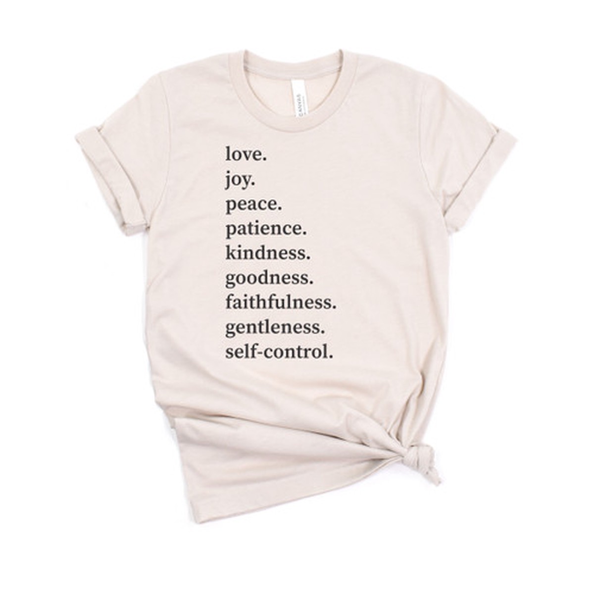 Love Joy Peace Fruits of the Spirit heather dust Bella Canvas short sleeve