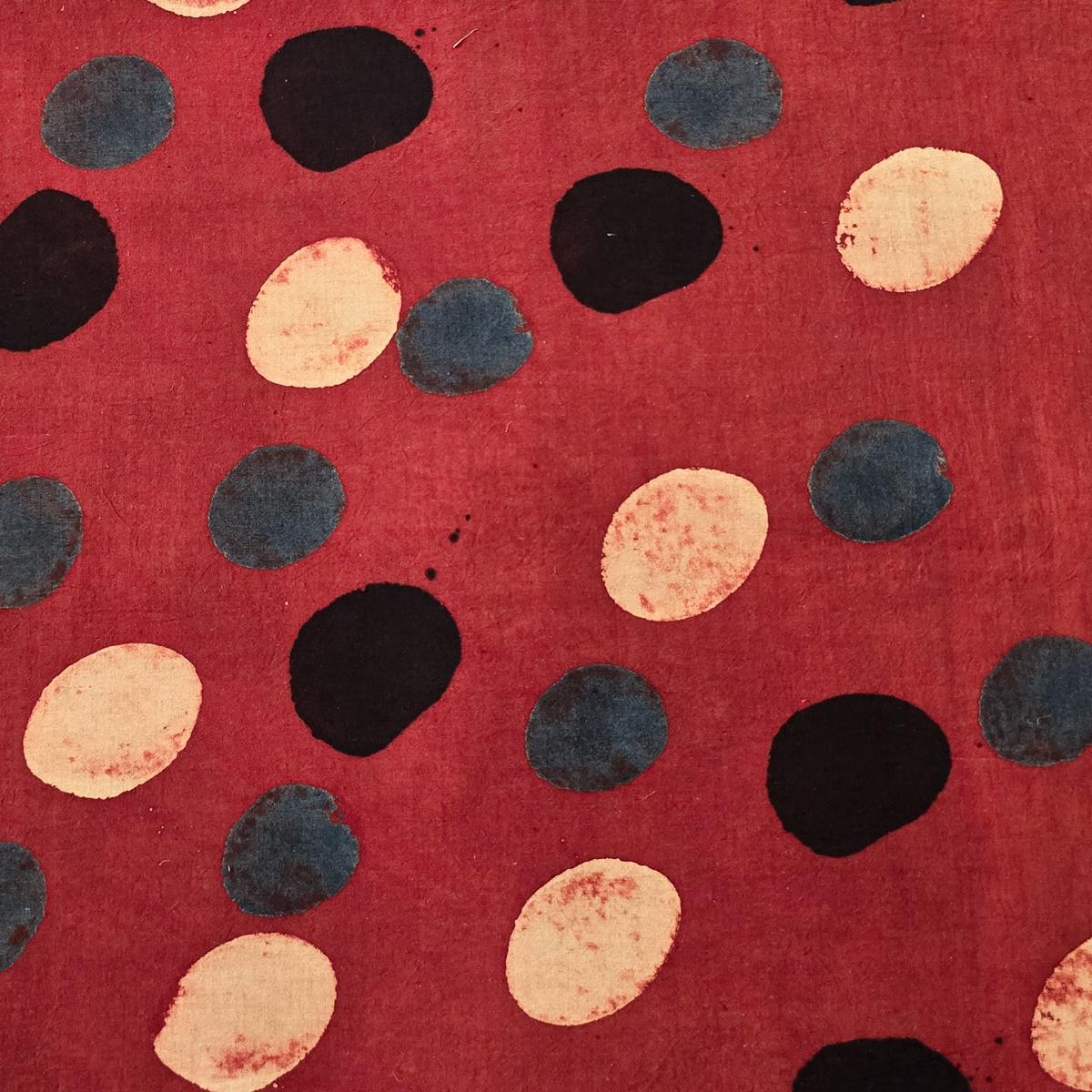 Pure Cotton Ajrak Rust Red With Different Colour Pebbles Stone Hand Block Print Fabric