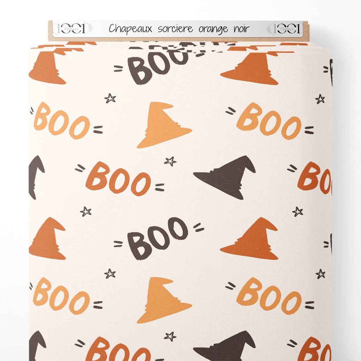 Tissu - Chapeaux sorcire orange noir