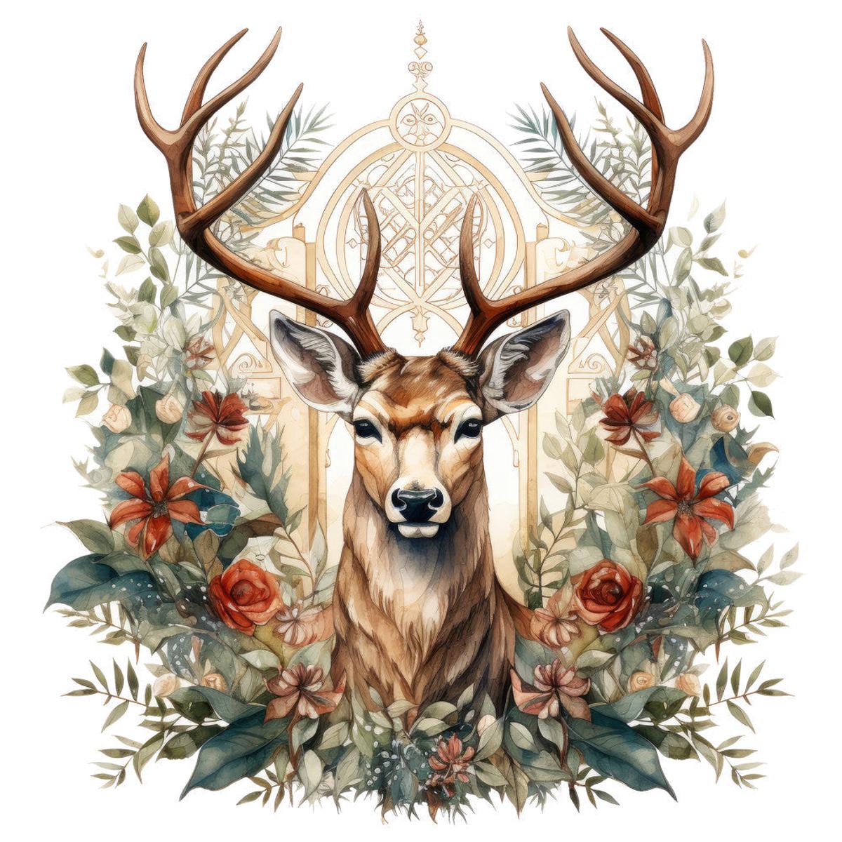 Vintage Deer Head Fabric Panel 7