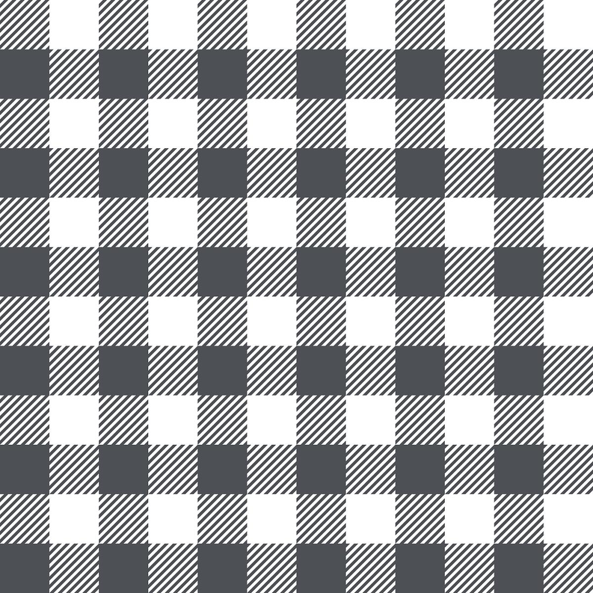 Gingham Fabric - Steel Gray