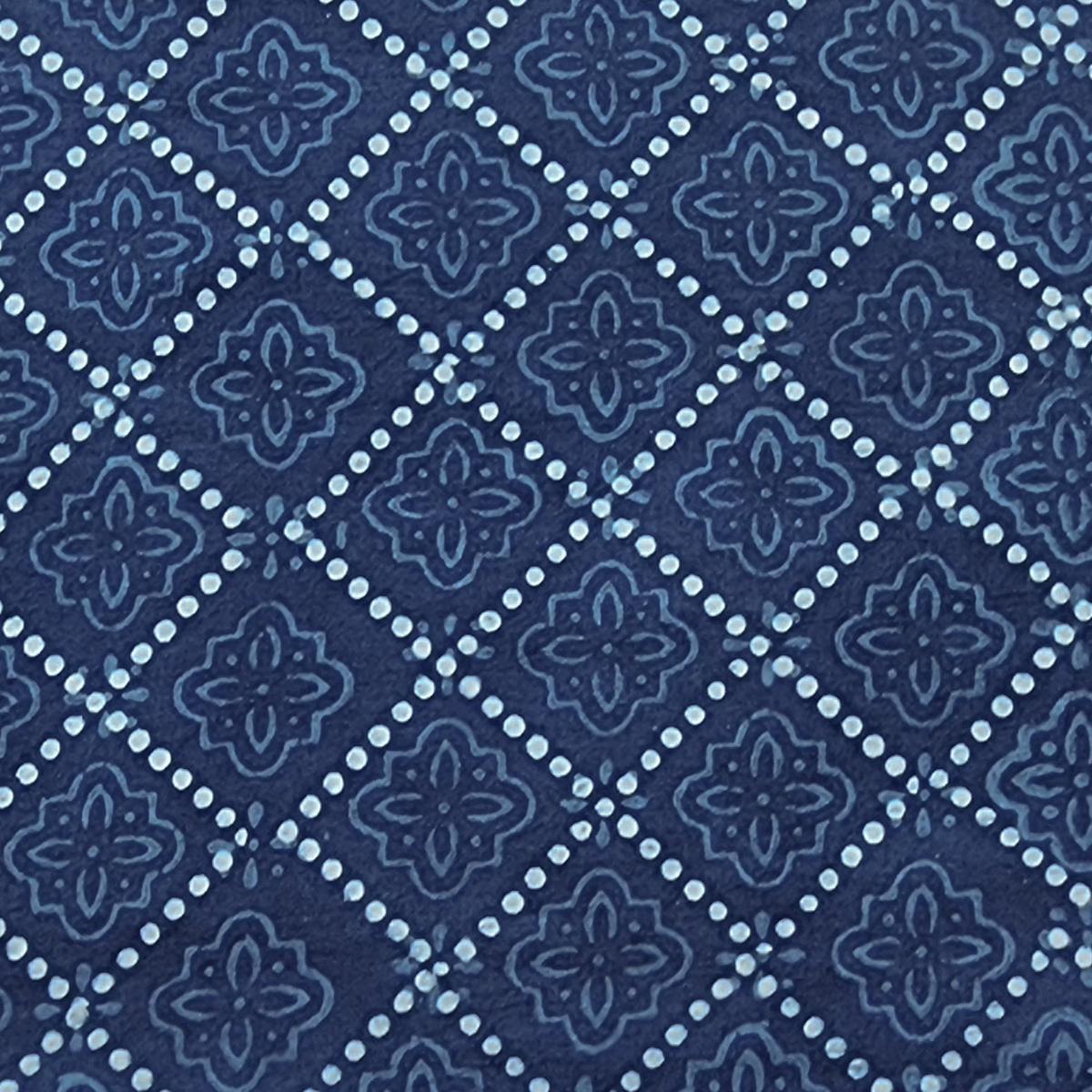 Pure Cotton Akola Indigo With Flower Tiles Design Hand Block Print Fabric