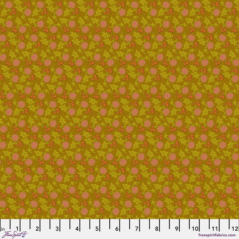 Vintage Cloth Quilt Fabric - Wall Flower in Vondel Gold - PWSK088.VONDEL