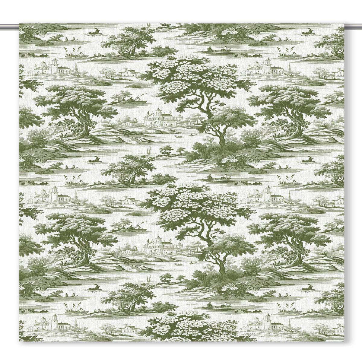 'Globe Emerald' Fabric by the Yard (Fern Green/ White)