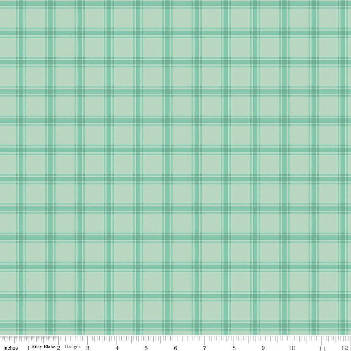Southern Charm Gingham Mint Green Checkered Fabric - C17444 - Riley Blake Quilting Cotton Fabric