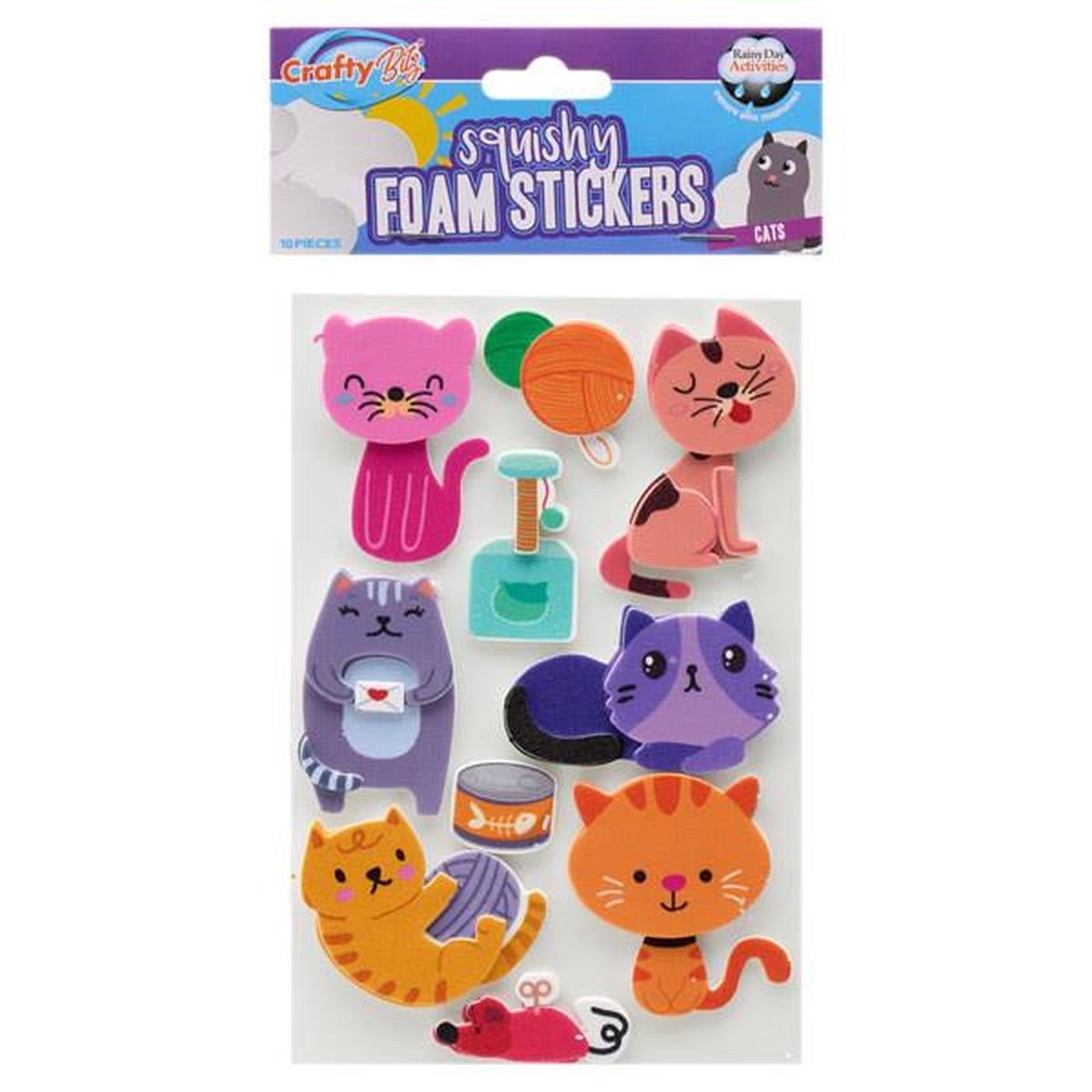 Squishy Foam Stickers (10pk) - Cats