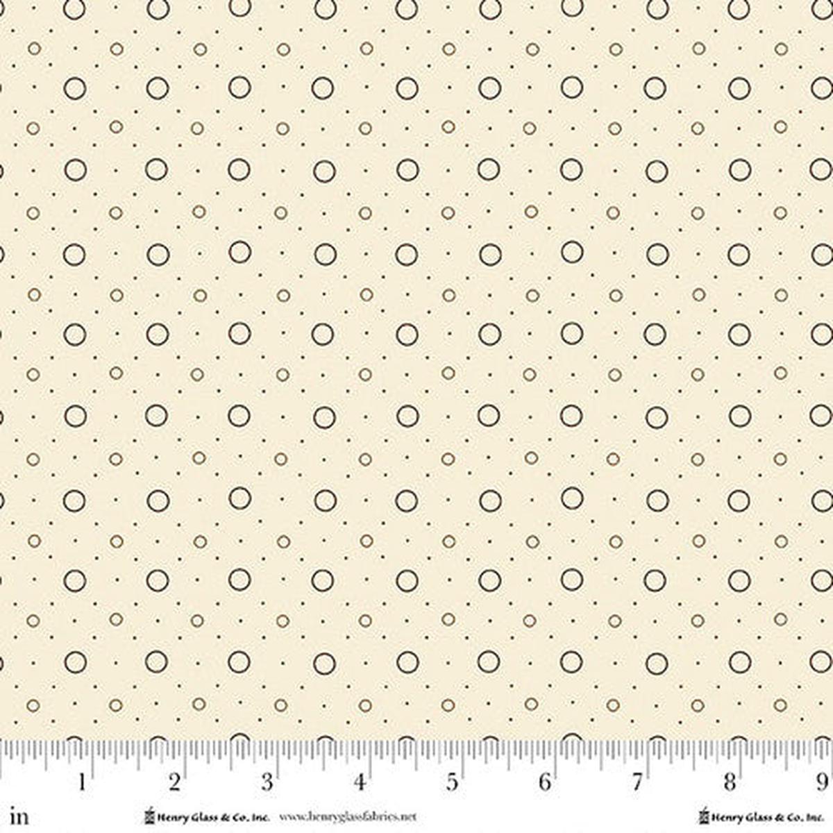Fabric Henry Glass Cream Rings and Things Buttercream & Brickle Bits by the Quarter Yard 1946-40