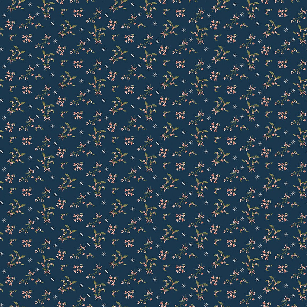 Fabric Riley Blake Navy Berries Christmas Greetings by the Quarter Yard C17662-NAVY