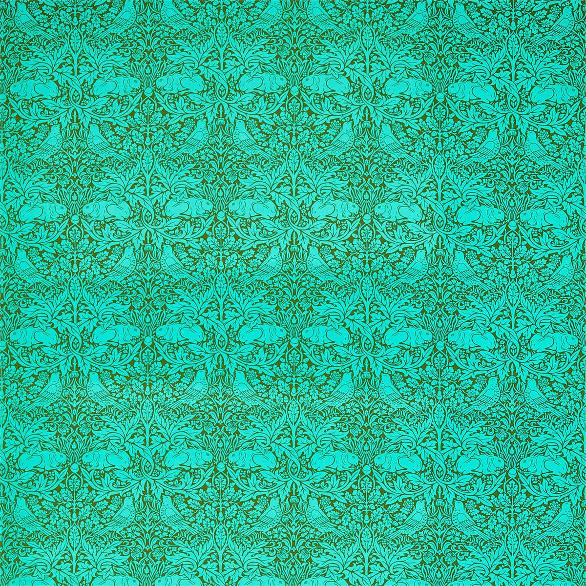 MORRIS & CO Brer Rabbit Fabric Leaves , Trees Olive,Turquoise - DBPF226848