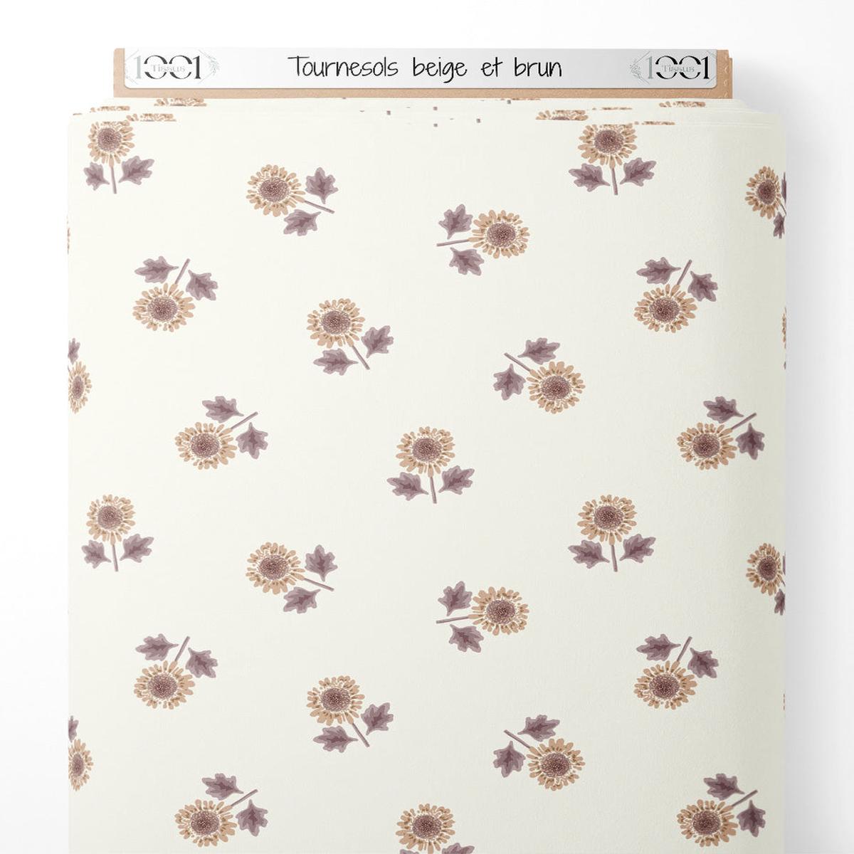 Tissu - Tournesols beige et brun