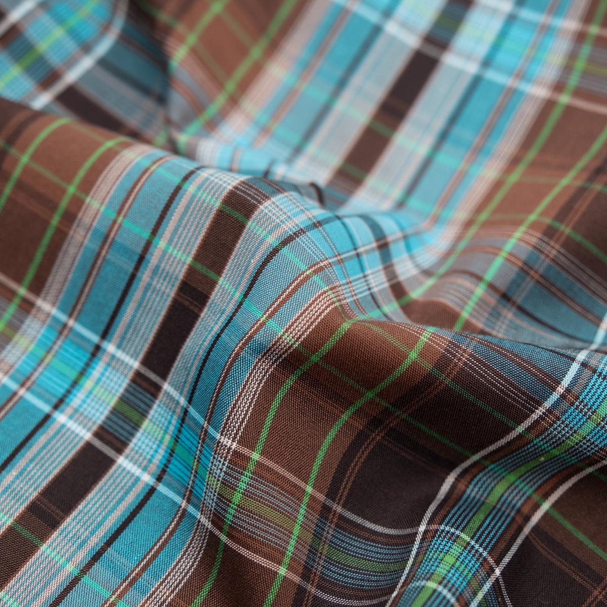 Deadstock Plaid Cotton Shirting - Nutshell/Sky Blue