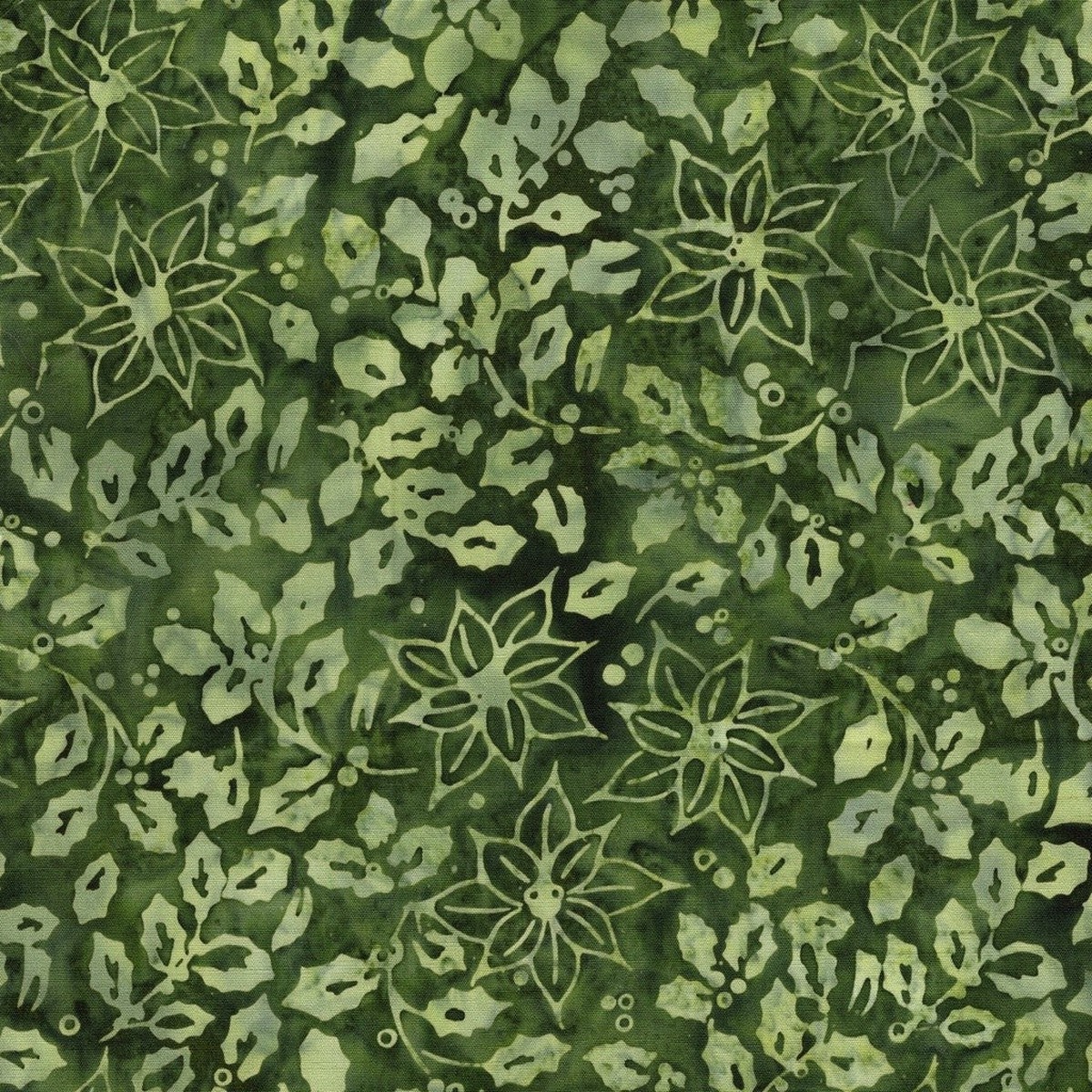 Lumin Fabrics - Jerry Khiev - Holiday Follies - Holly and Poinsettias - Green Gecko