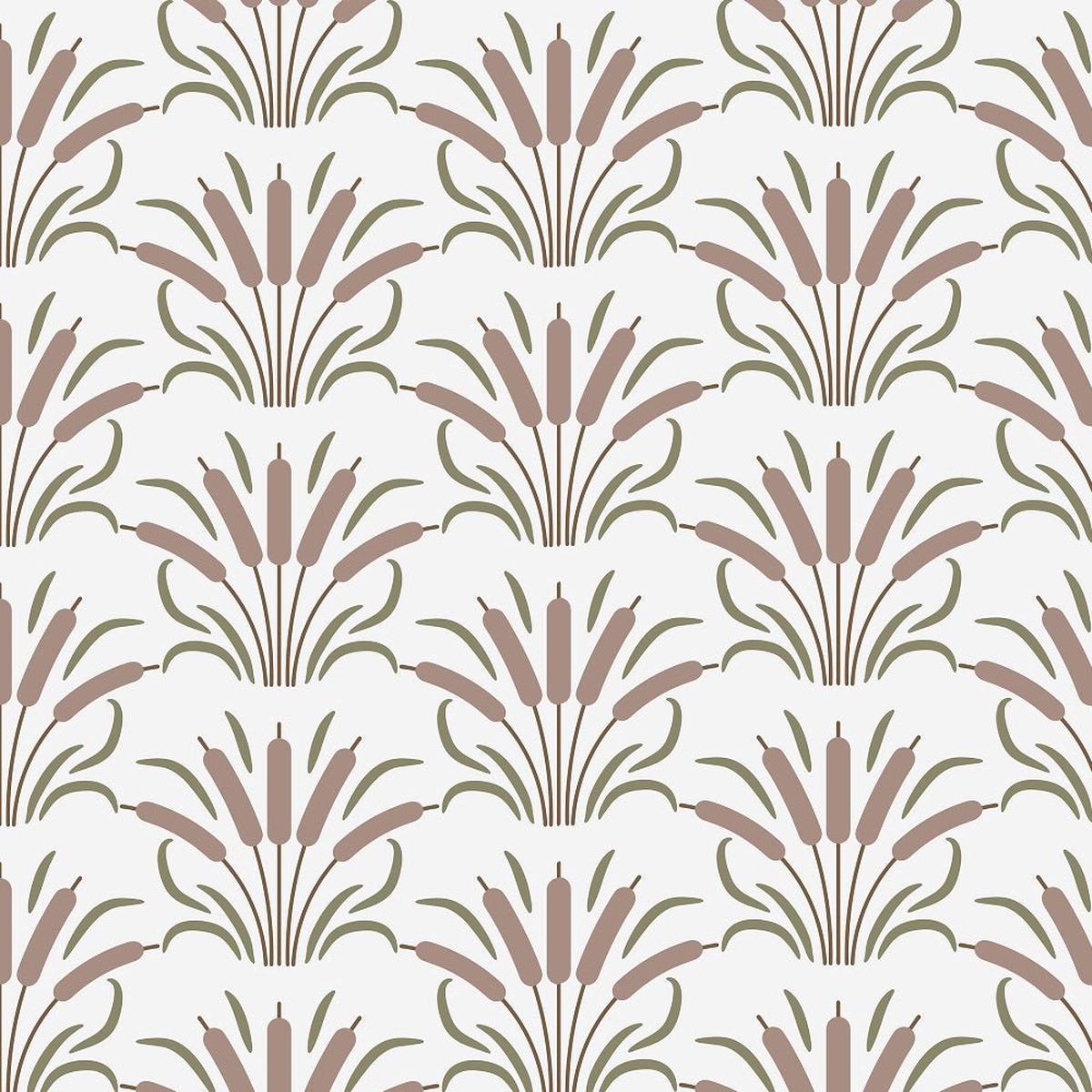Cattail Cartoon Fabric - White