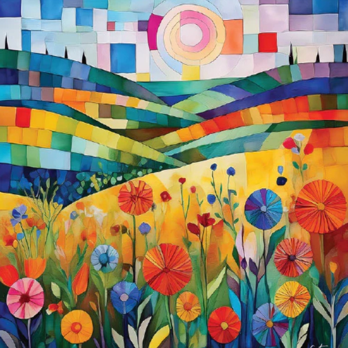 Quiltberry Farm - Quilted Meadow - Greeting Card