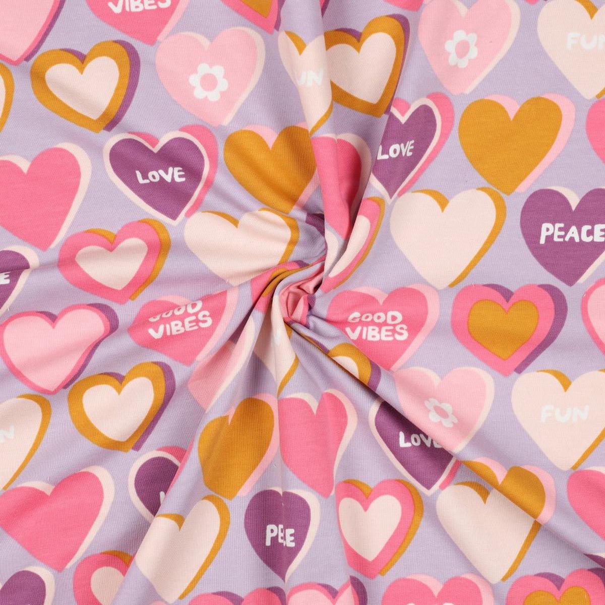 Cotton loop knit - hearts 225 g/m