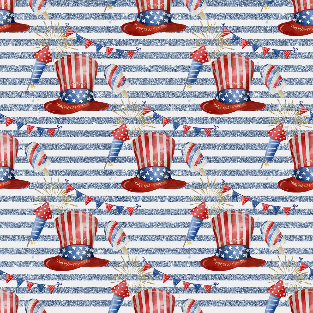 Patriotic Party Supplies & Stripes Fabric - Blue