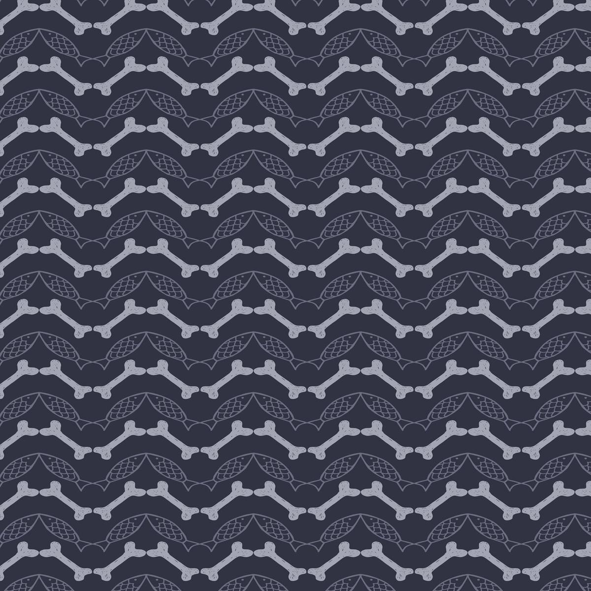 Paws and Claws-Herring bone on Dark Blue