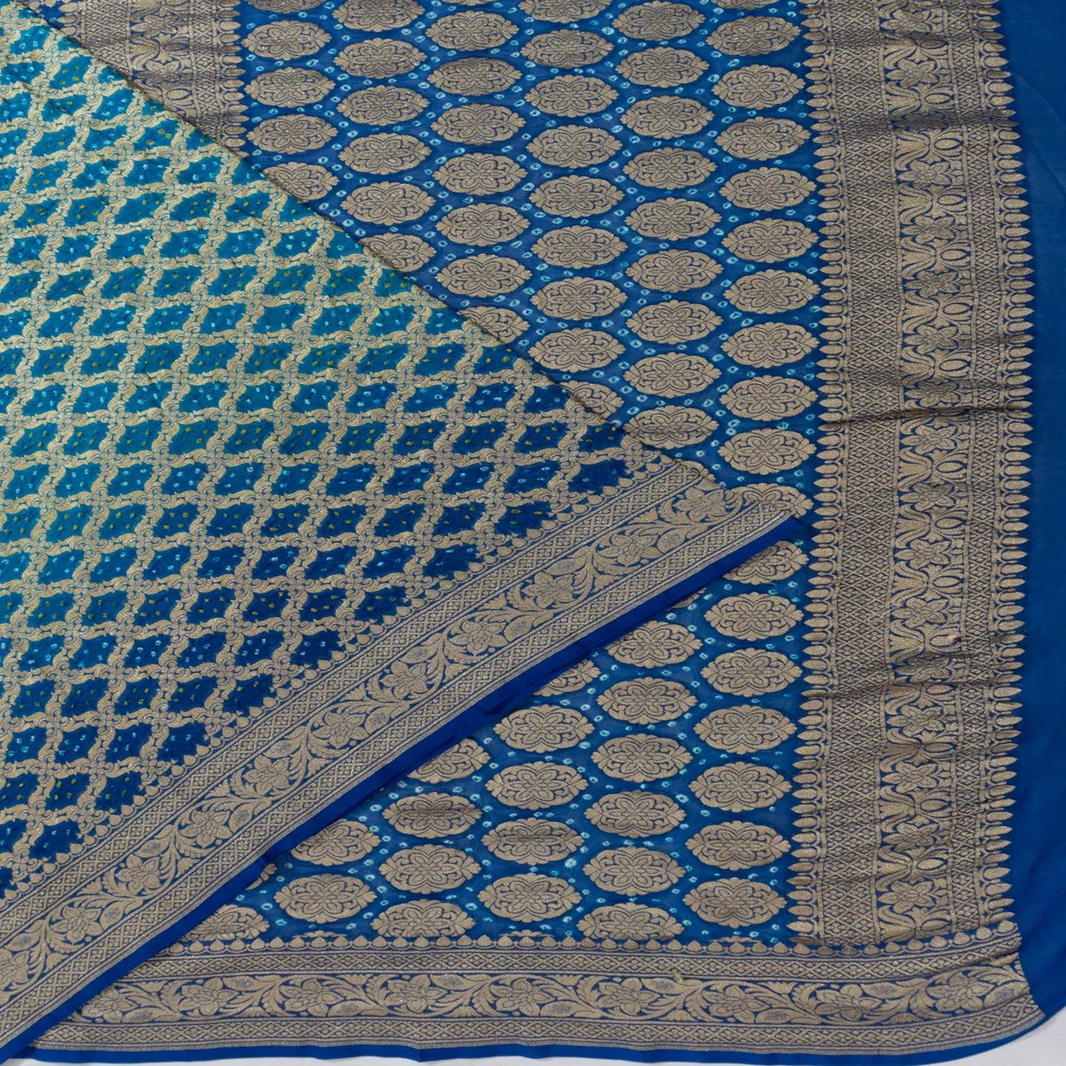 Banarasi Georgette Bandhani Brocade Blue Saree