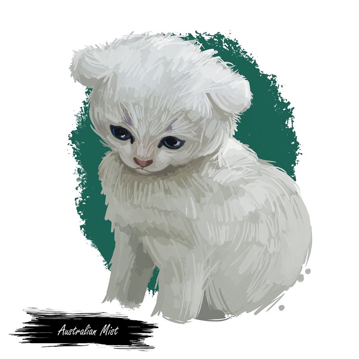 Australian Mist Kitten Portrait Fabric Panel