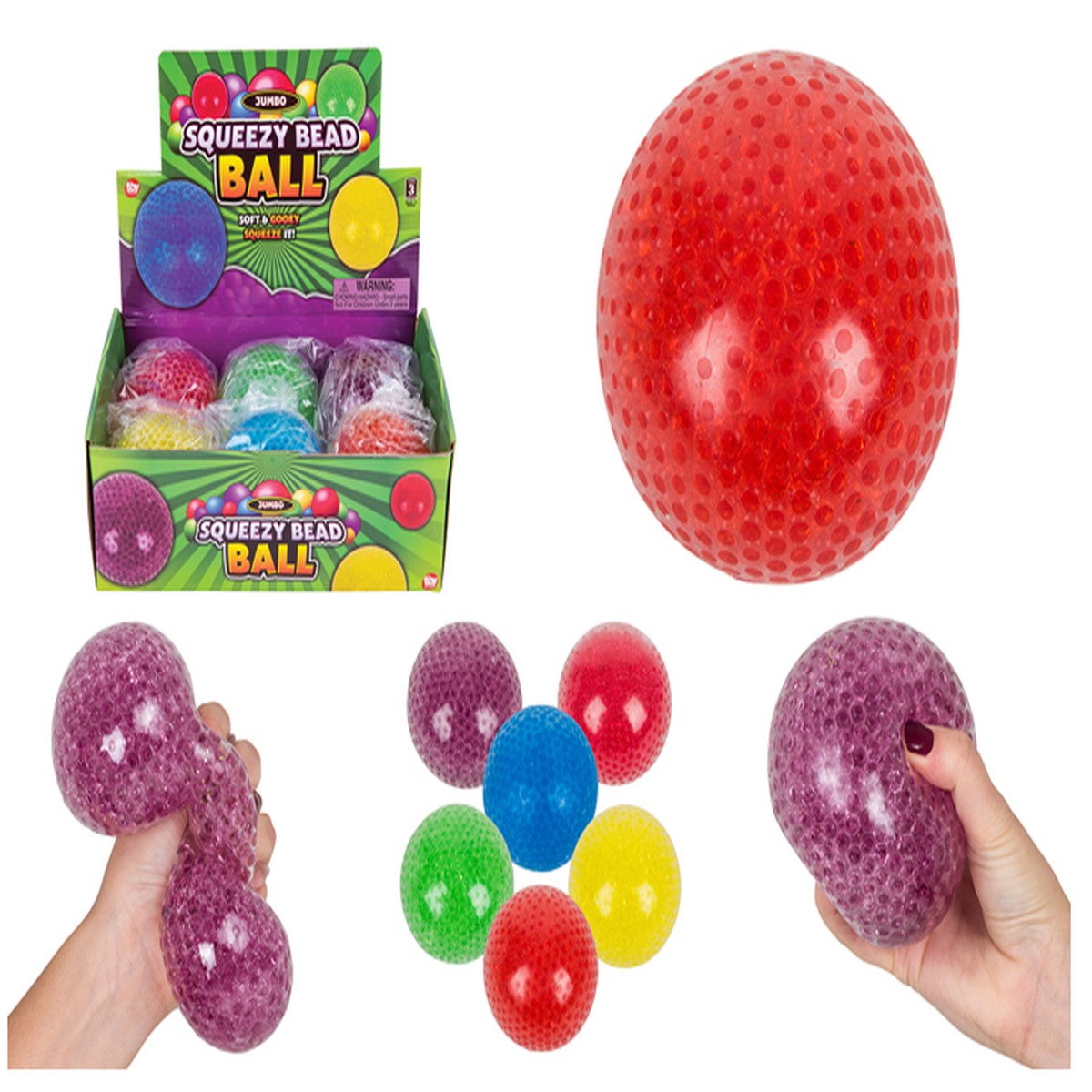 3" Jumbo Squishy Bead Ball Assorted