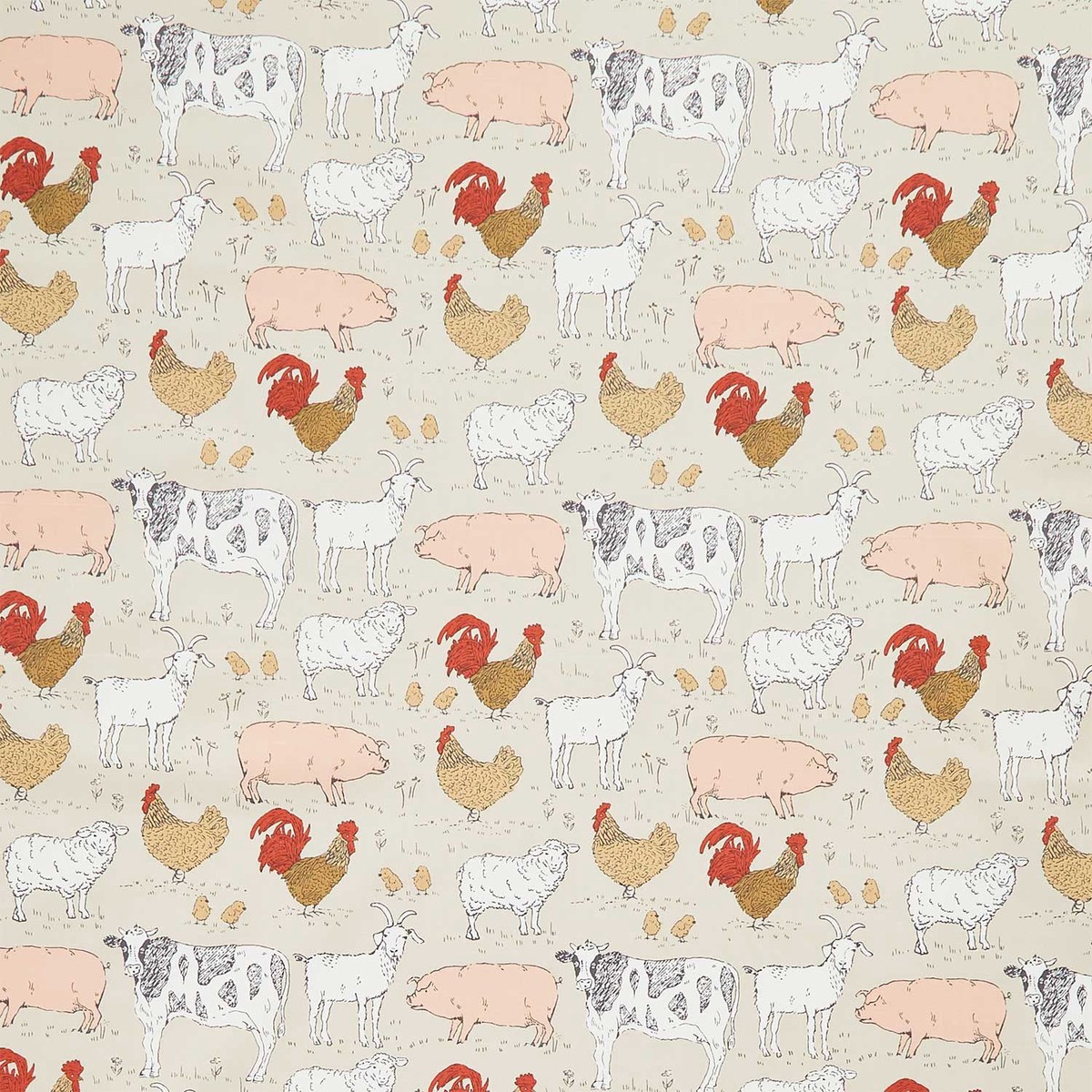 Farmstead - Animal Farm Linen Yardage