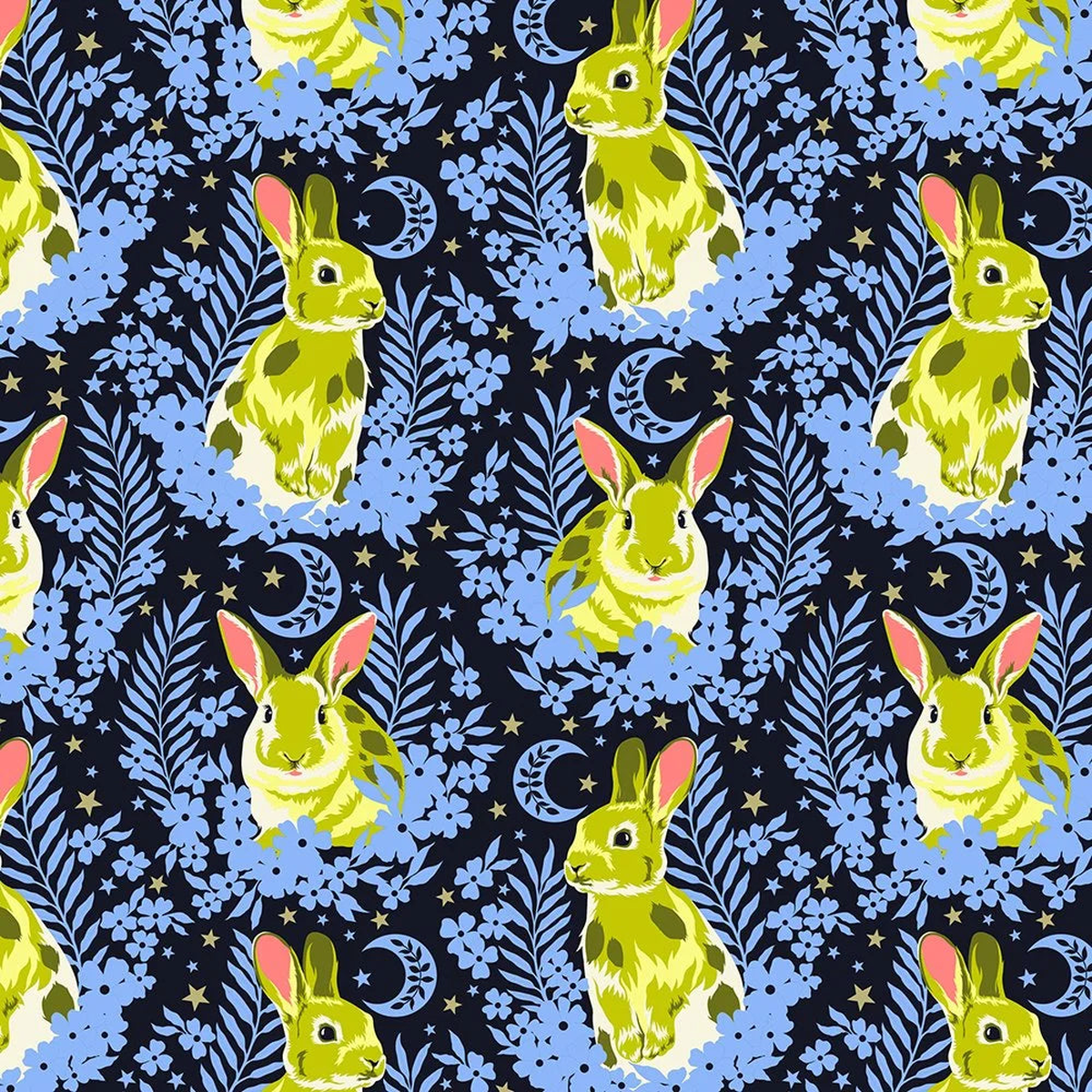 Free Spirit Fabrics - Tula Pink Besties Hop To It Bluebell SOLD BY THE HALF YARD