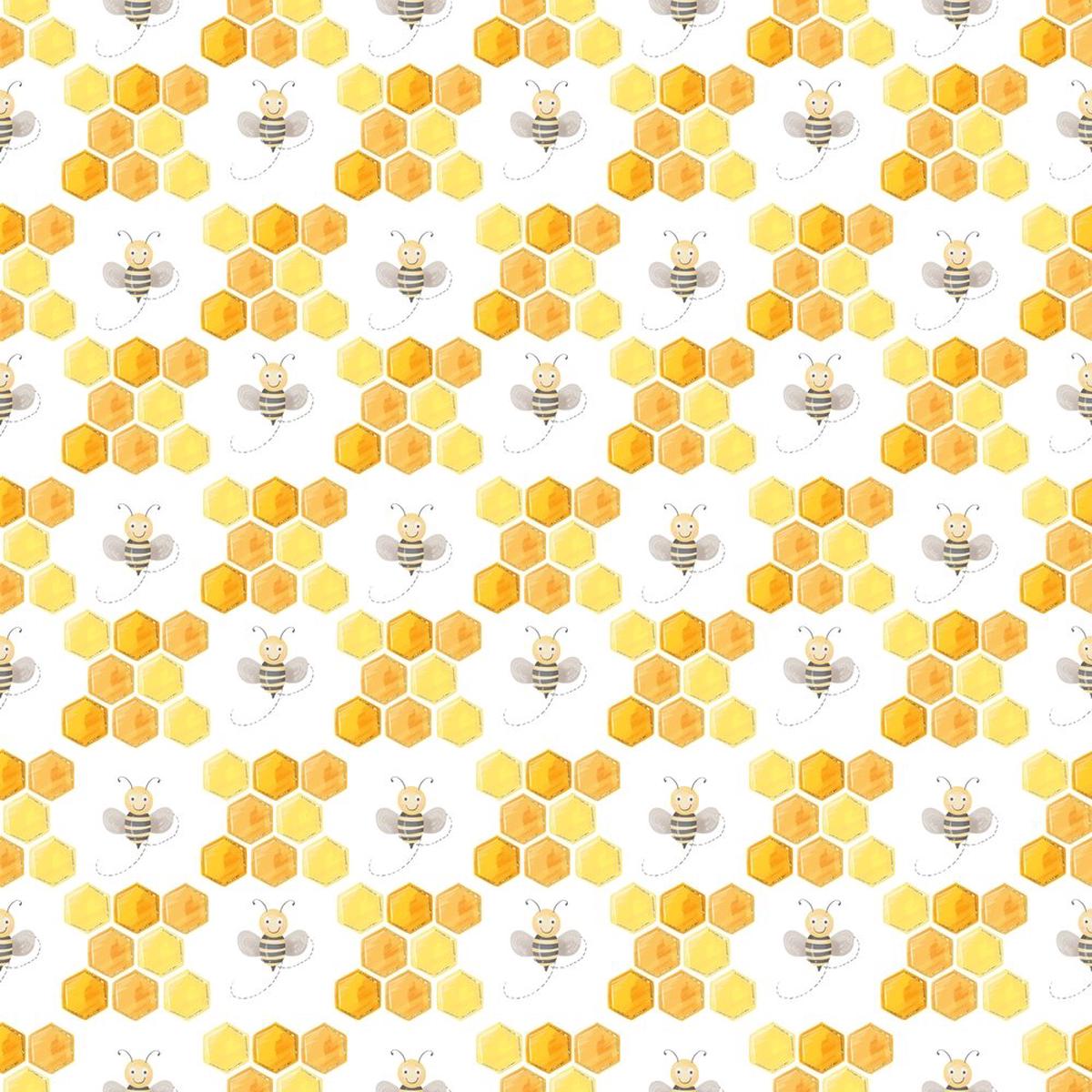 Honey Bee Volume 2 Honeycombs Fabric - White