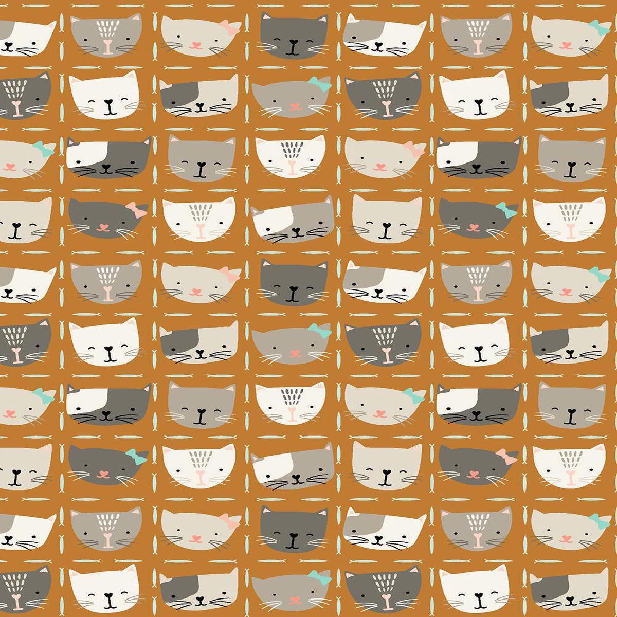 Kitty Kats Kitty Kat Kuties By Sazerelli Designs For Cotton + Steel Smoke