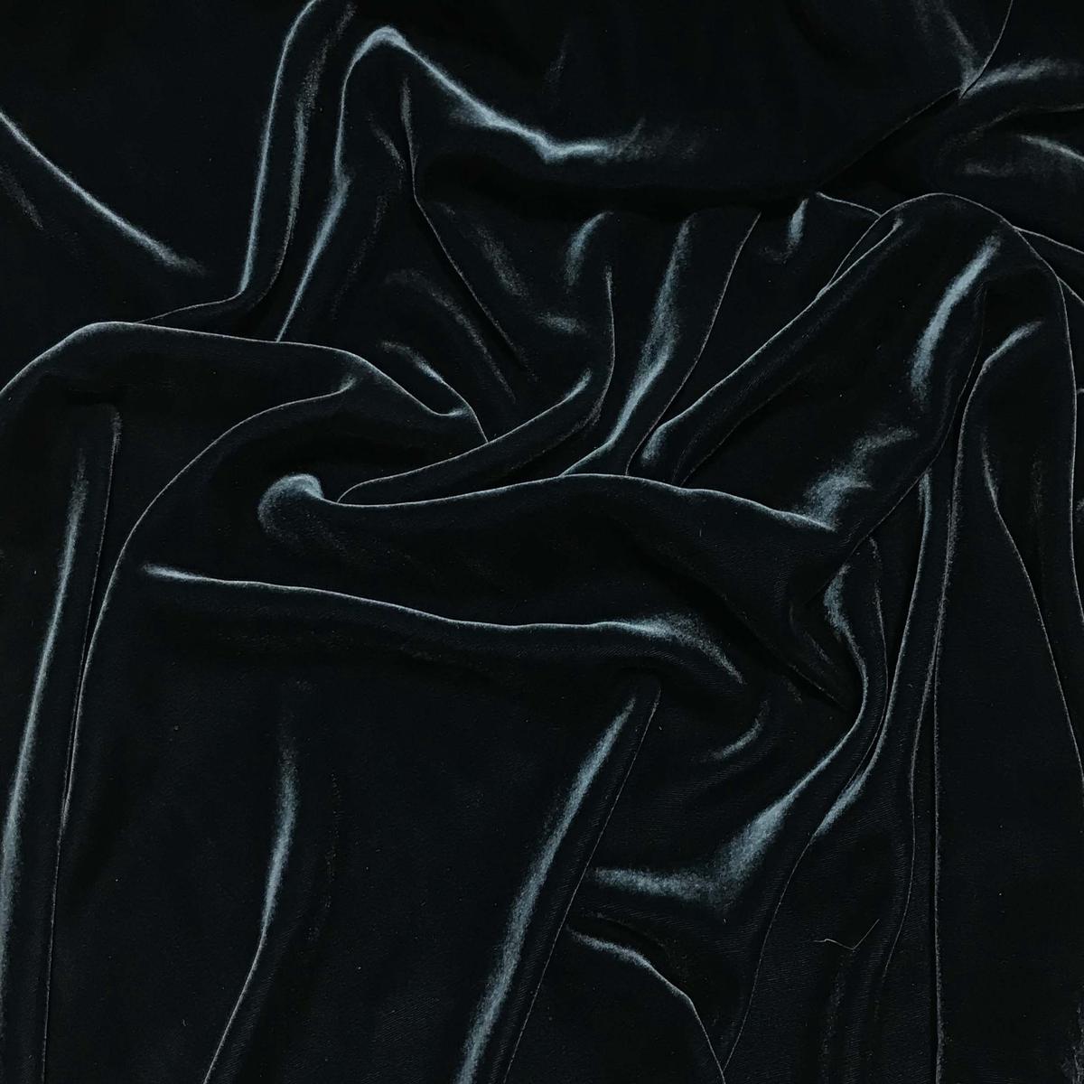 Peacock Blue - Silk Velvet Fabric - By the Yard (45" wide)