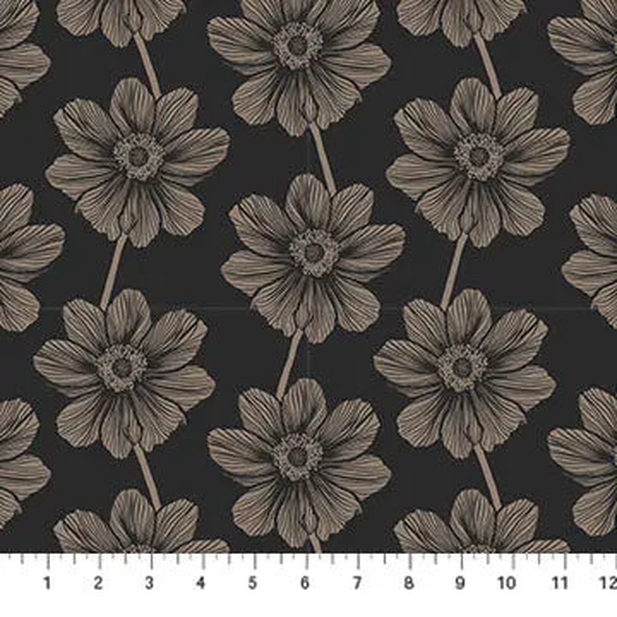 Black Floral Indelible by Anna Maria for Northcott Cotton 44"/45" Fabric Per Yard
