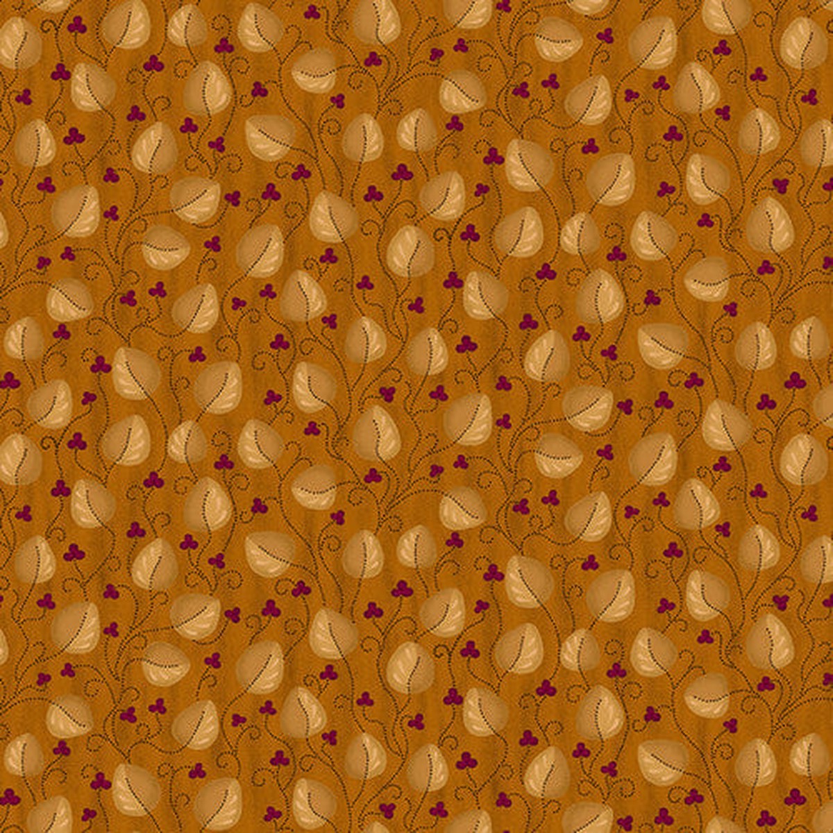 Fabric Henry Glass Orange Meandering Leaves Scrap Basket Favorites by the Quarter Yard 1523-30
