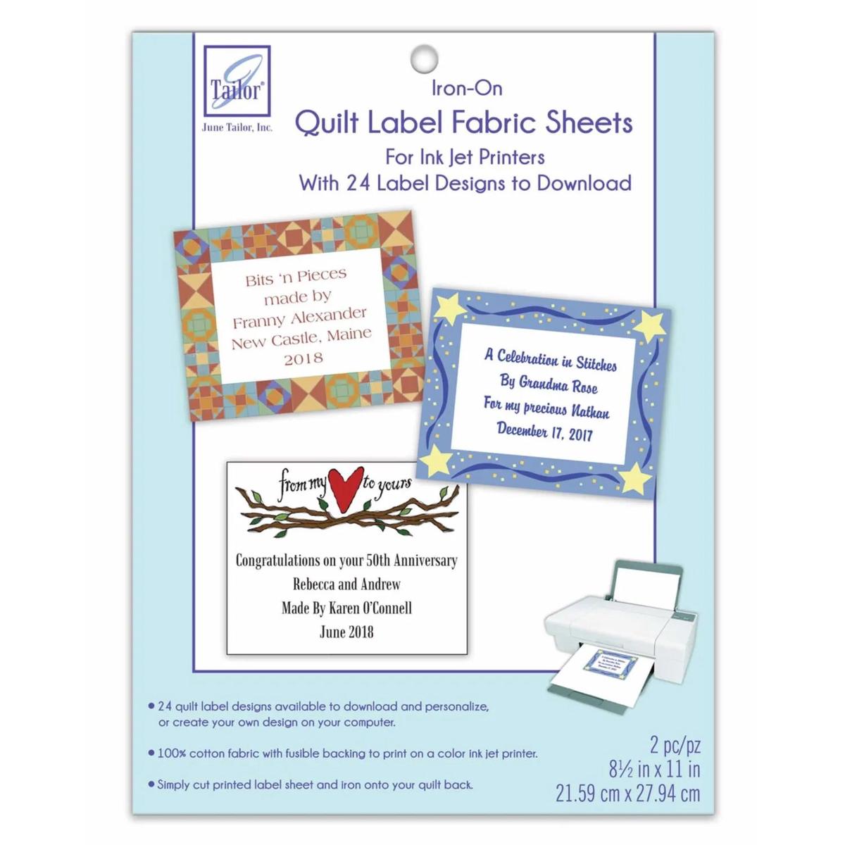 Iron-On Quilt Label Fabric Sheets June Tailor