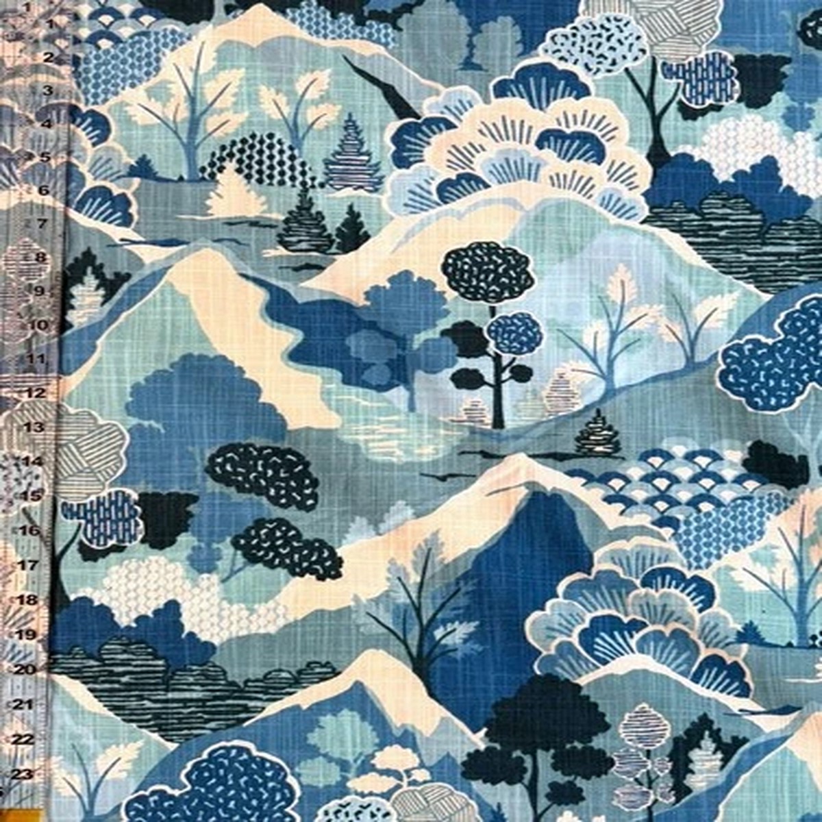 Covington Fabrics Washburn Mediterranean Asian Landscape in Blue, By the Yard