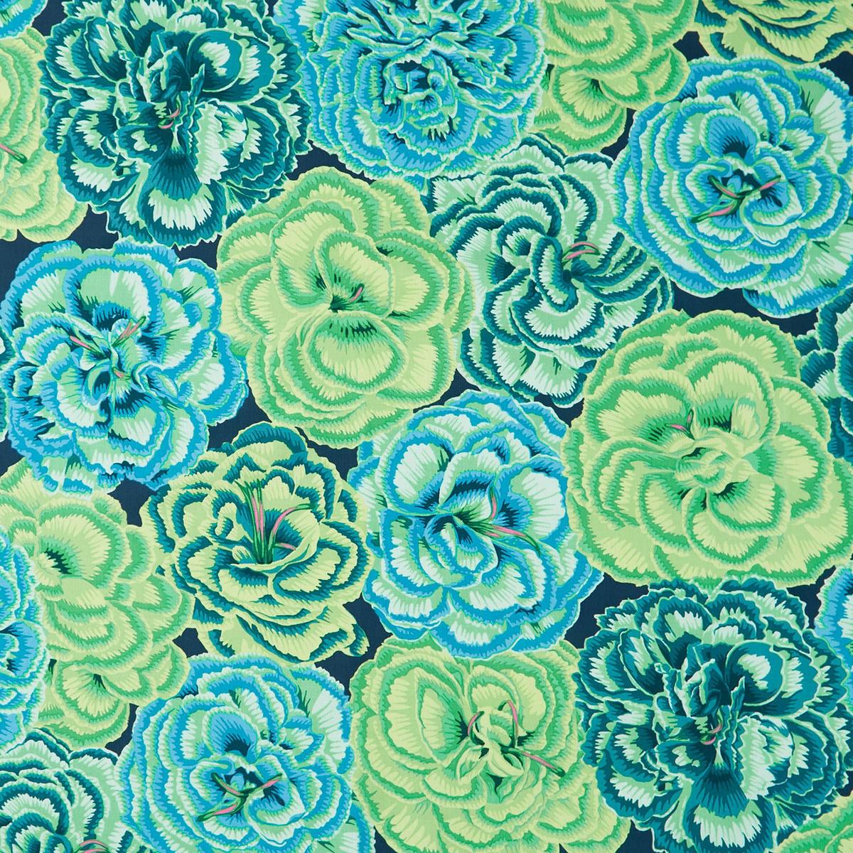 Kaffe Fassett Collective - August 2025 Picotee Carnations Green Yardage