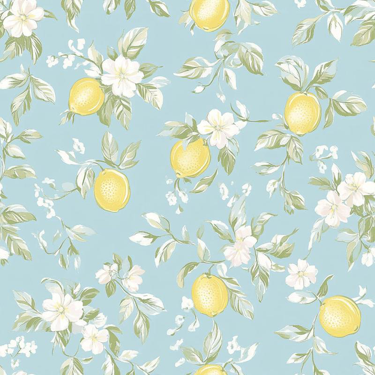 Lemon Floral Shabby Chic Pattern 8 Quilting Cotton Fabric