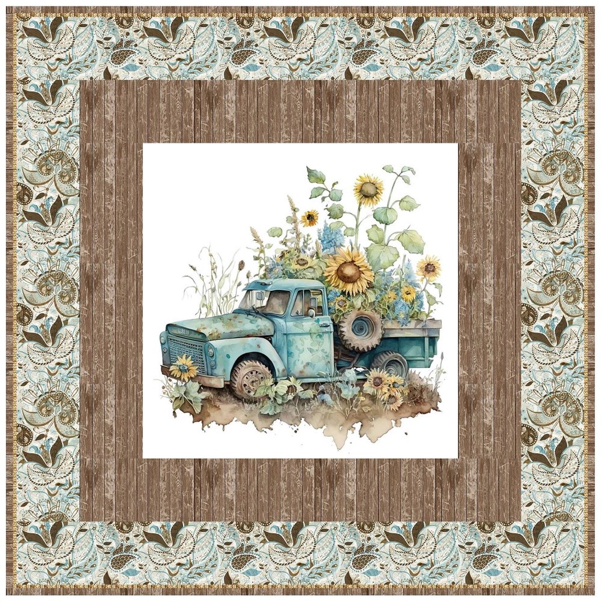 Vintage Truck in the Field Wall Hanging 42 x 42