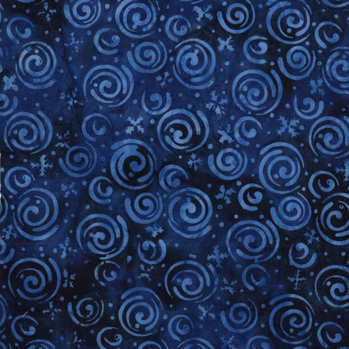 Island Batiks - Frosted Wishes - Snowflakes and Swirls Blue Marine