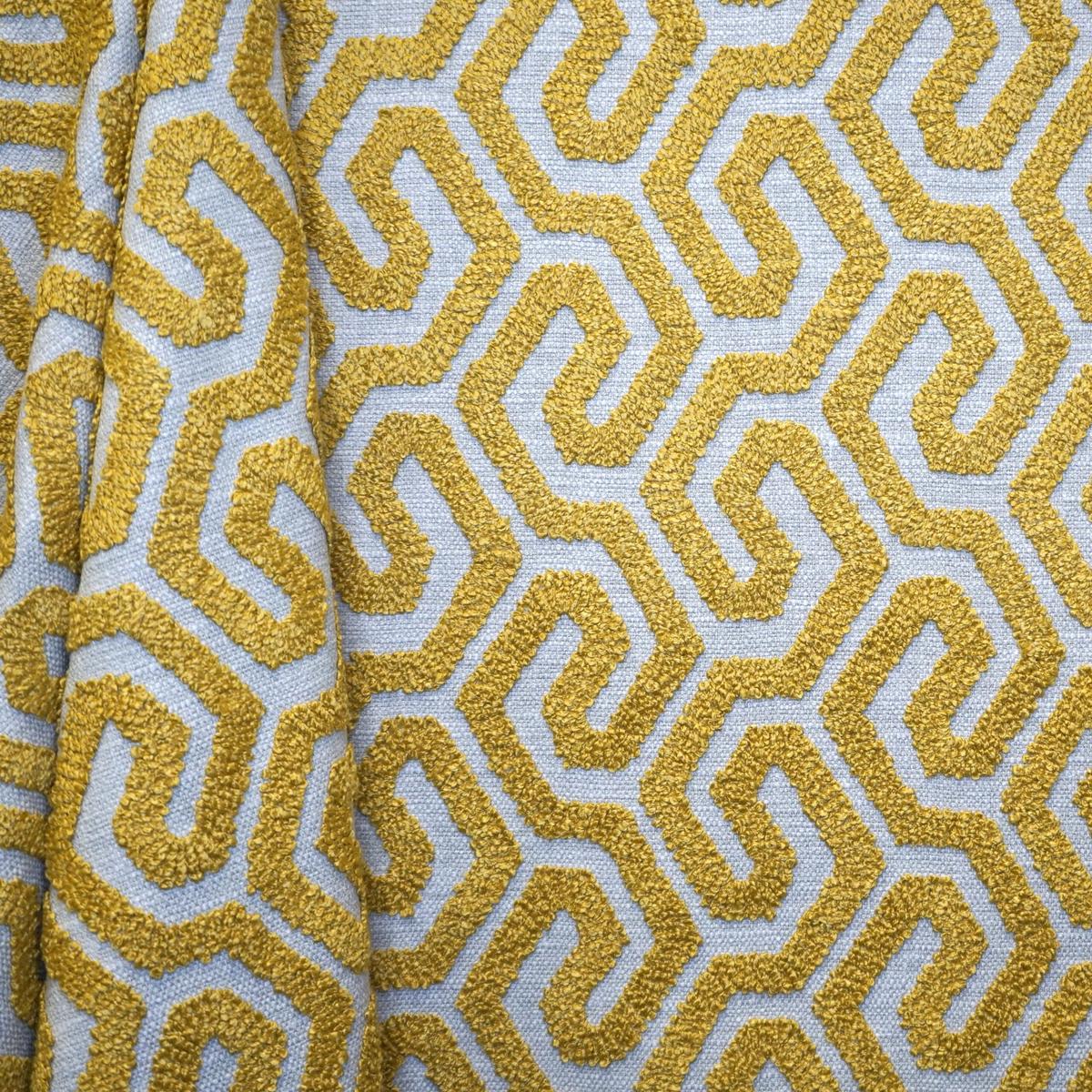 JF Fabrics INTERVAL 18 Fabric Geometric, Transitional Yellow Embroidery - 9013018 J9161