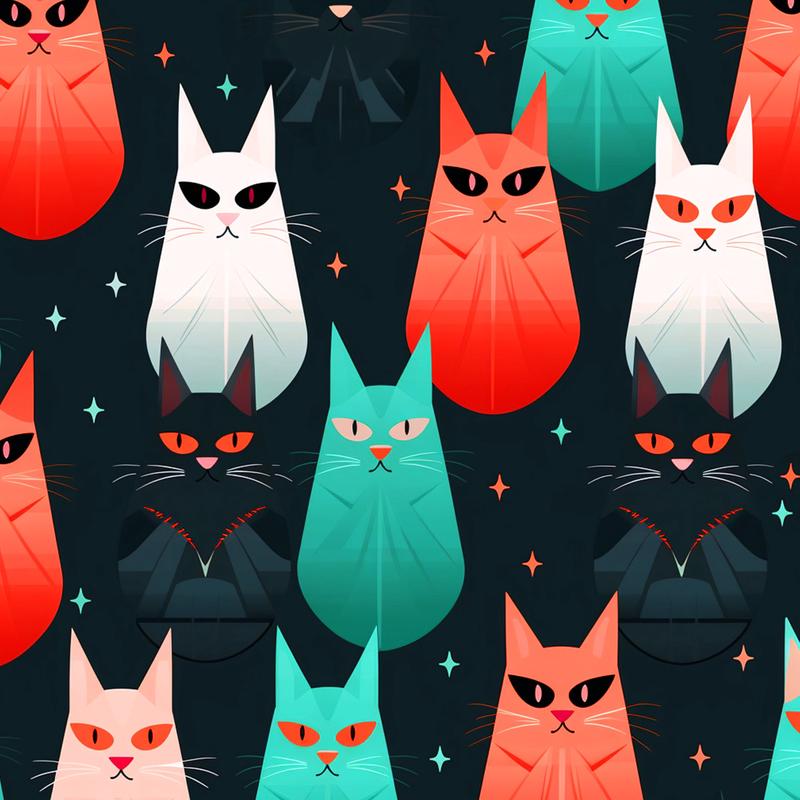 Suspicious Cats Pattern 6 Quilting Cotton Fabric