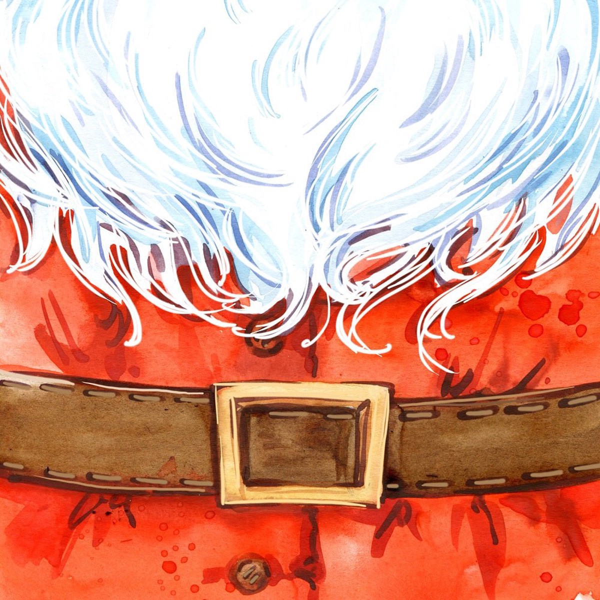 Watercolor Santa Claus Suit Fabric Panel