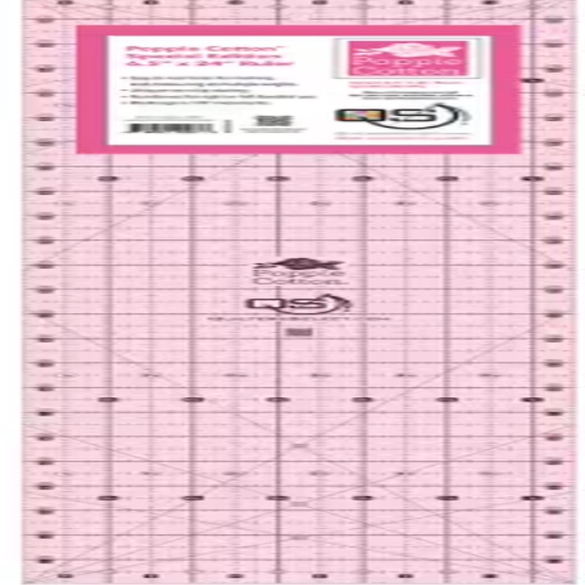 Quilter's Select Pink Poppie Cotton Non-Slip Ruler 6-1/2in x 24in
