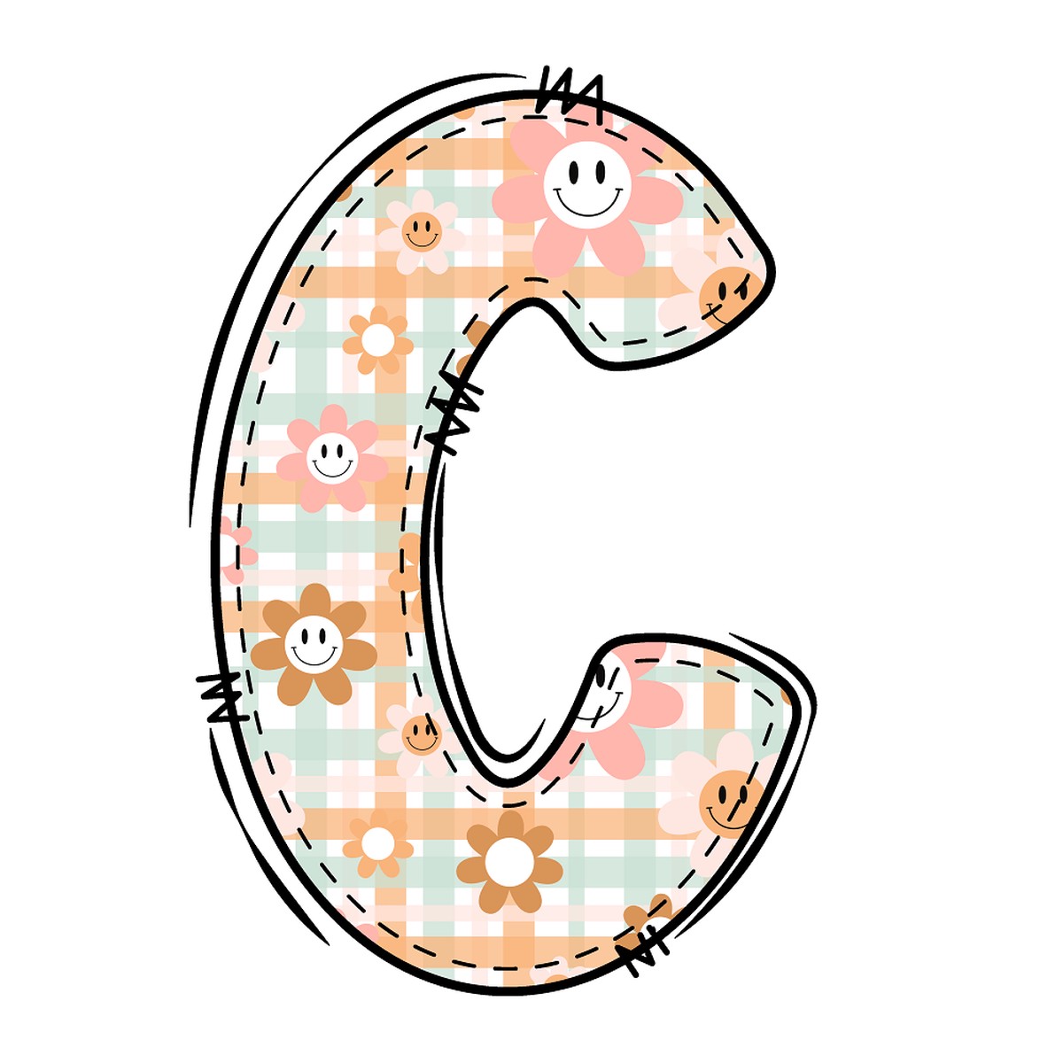Groovy Doodle Letter C Fabric Panel
