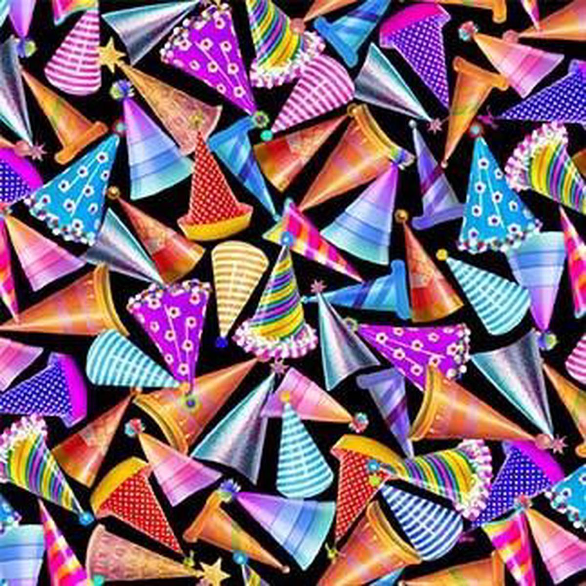 Michael Miller Fabrics A Night At The Circus Party Hats Black DDC11971-BLAC-D