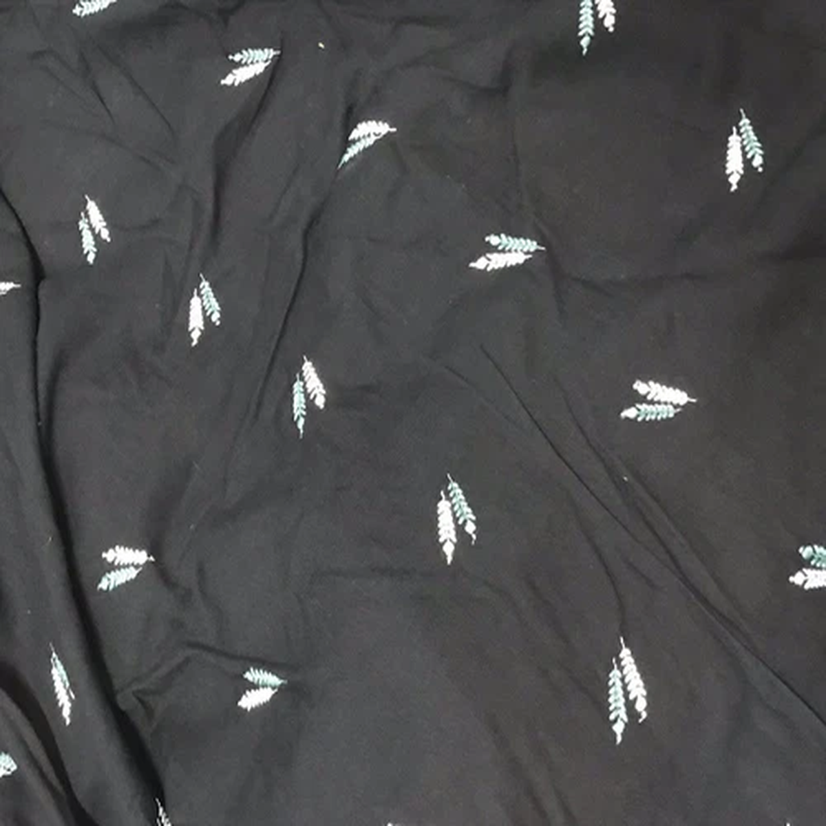 Navy Ivory Blue Embroidery 100% linen fabric 45 Width Sold By The Yard