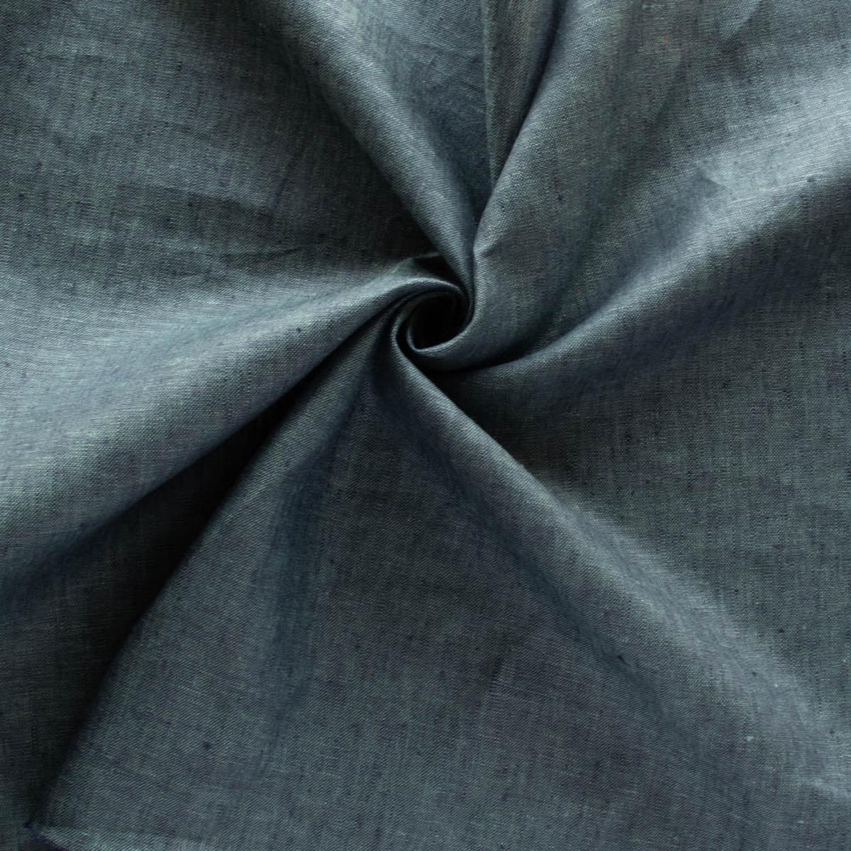 Organic Linen Solids & Yarn Dyed - Deep Water