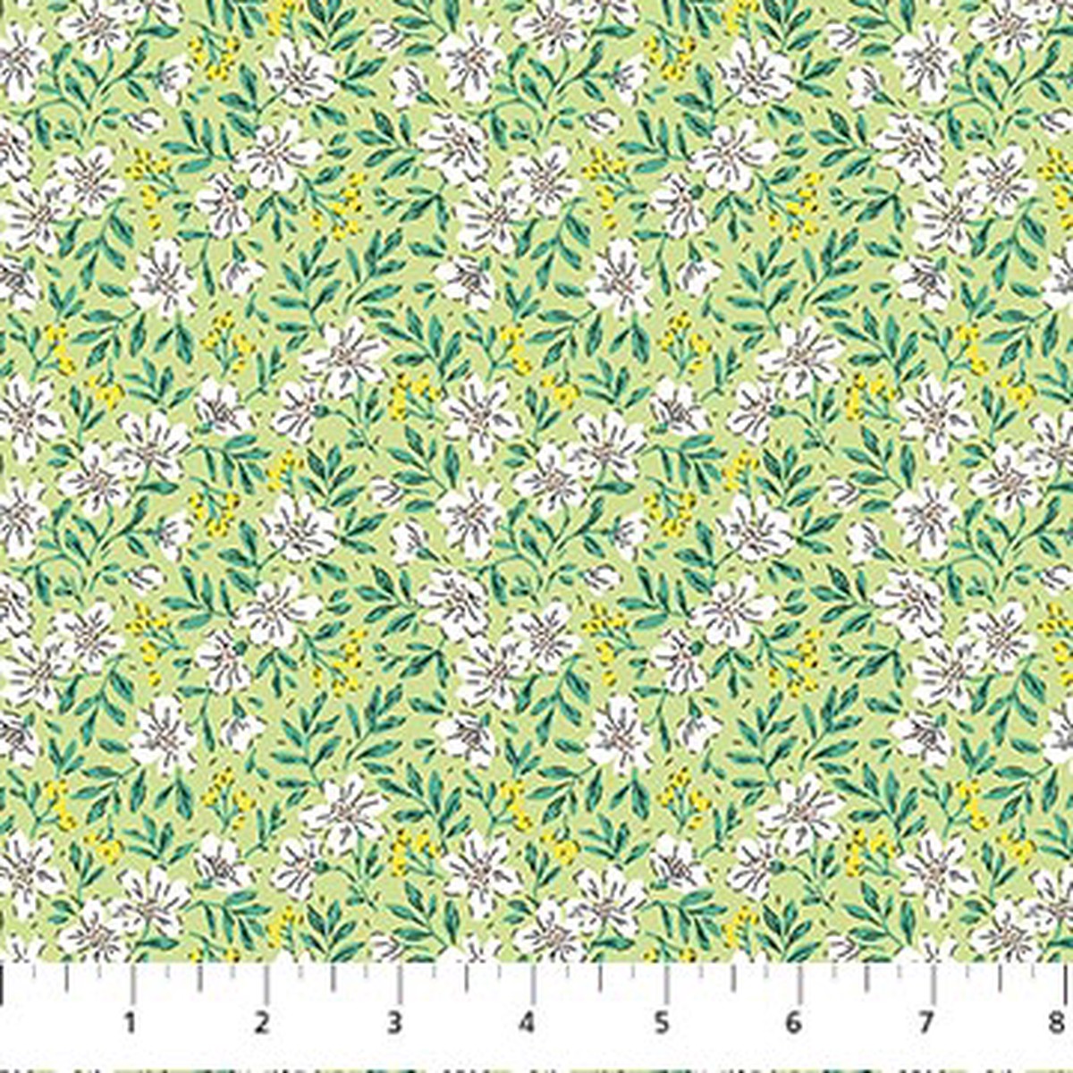 Green Blossoms Pocket Posies Cotton 4445 Fabric Per Yard